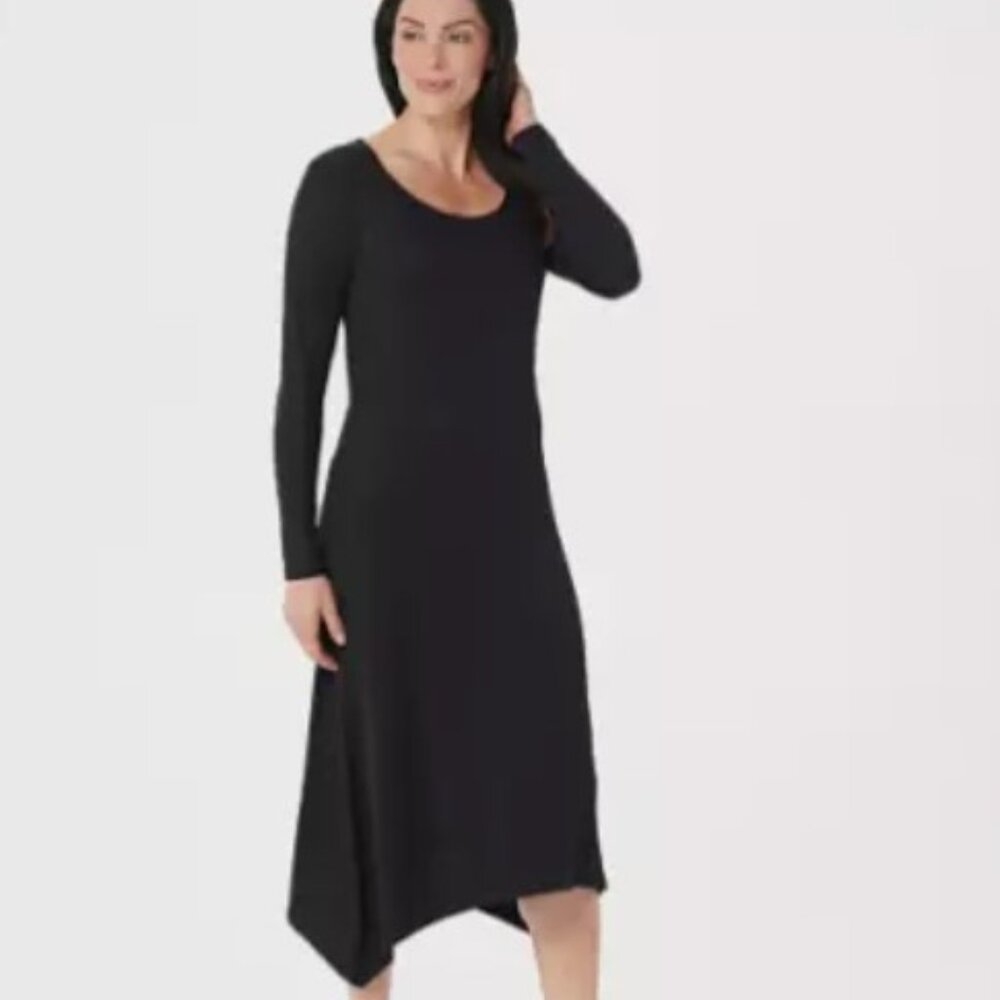 NEW Black Sz Small Casual Soft Stretchy Microfiber Long Sleeve Comfy Dress
